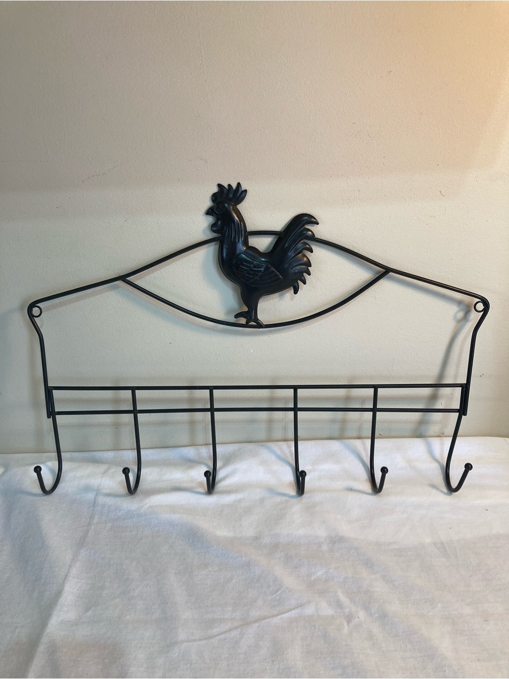 Black Rooster Wall Hook Rack - Decorative Kitchen Wall Decor